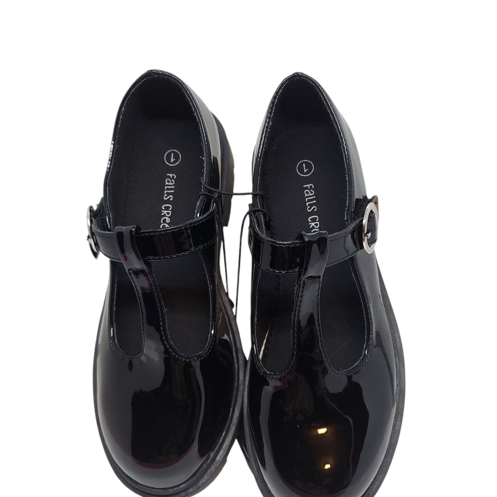 Falls Creek Black Patent Dress Shoes Girl's Size 1 NWOT